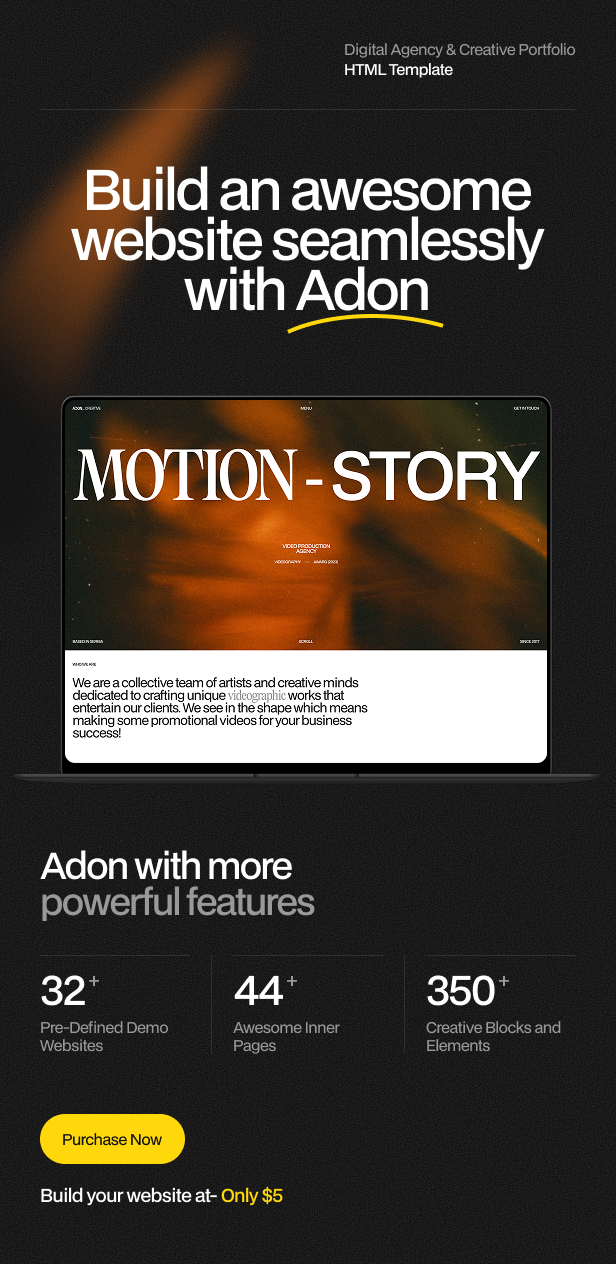 Adon - Creative Agency Portfolio HTML Template